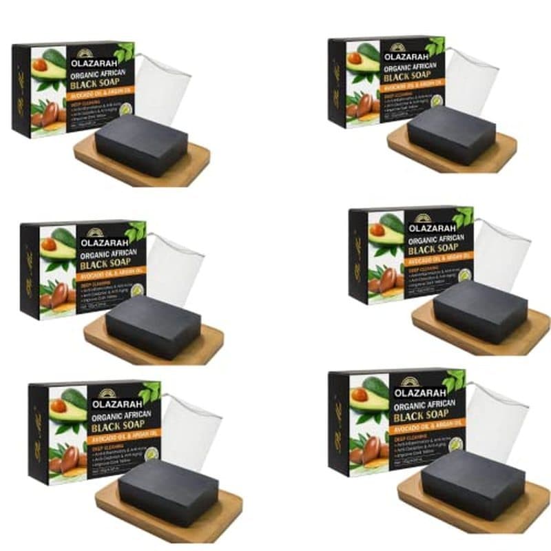Sabonete Preto Natural Com Abacate & amp ; Óleo De Argan , Hidratante Esfoliante Suavizante (6 Unidades) , 12 Onças