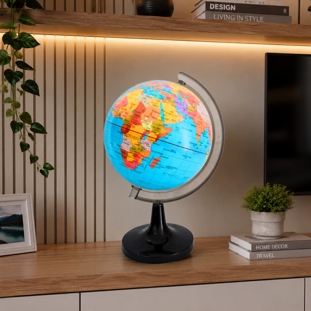 Globo Terrestre Escolar 14cm Mapa Mundi Giratório Material Educativo