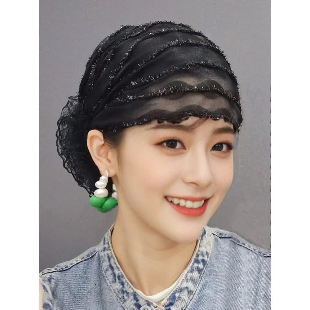 Boné de cabeça de verão feminino capa de cabelo branco 2026 novo estilo moda renda fina bobina de cabelo quebrado ferram