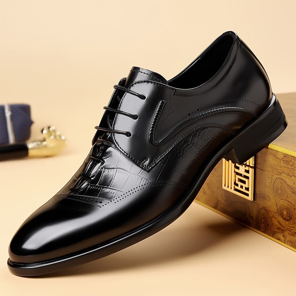 Sapatos masculinos de couro Formal de negócios All-Match respirável rendas sapatos masculinos 2026 novo estilo sola maci