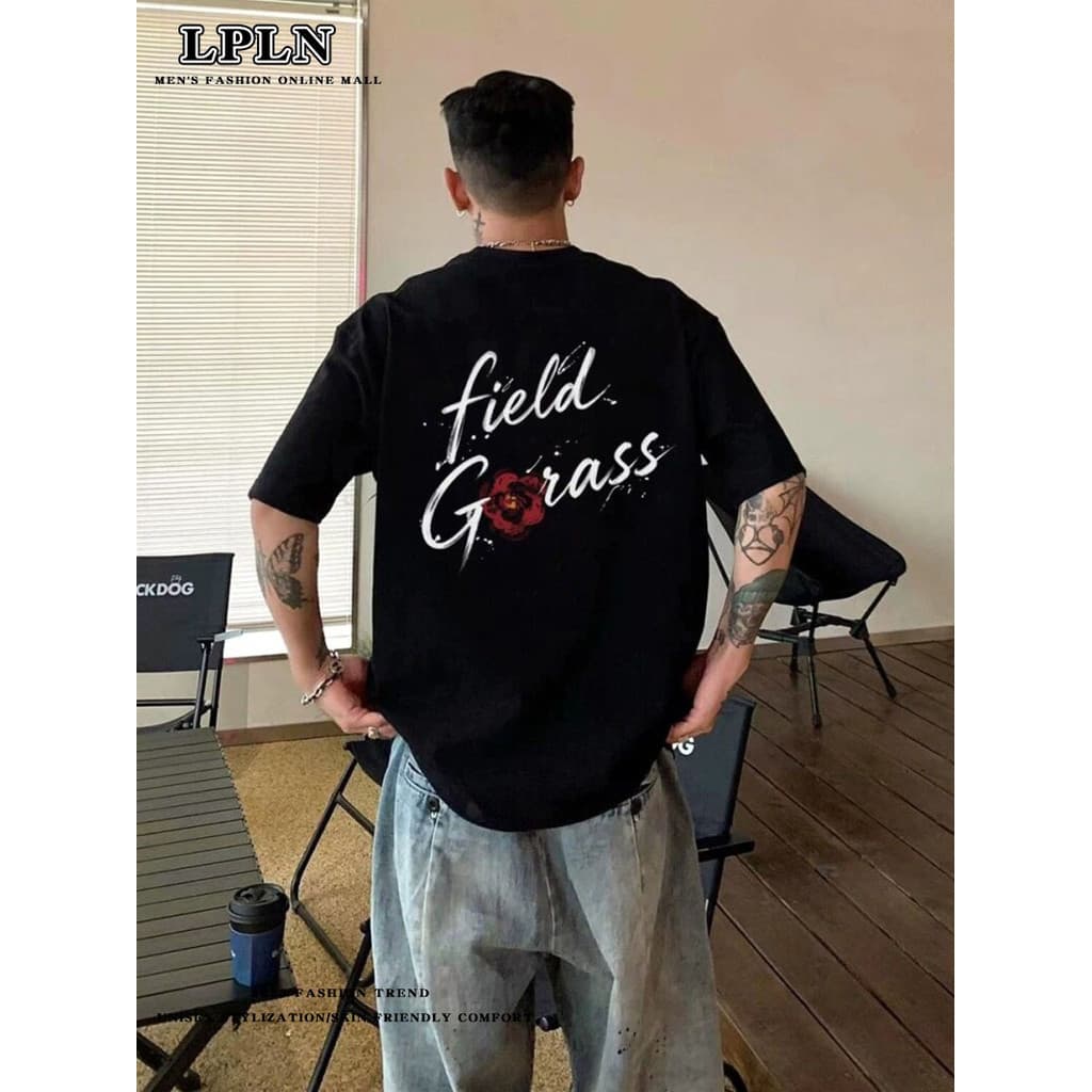 LPLN American High Street Homens Mulheres Casais Puro Algodão Camiseta de Manga Curta Design All-Match Temperamento Solt