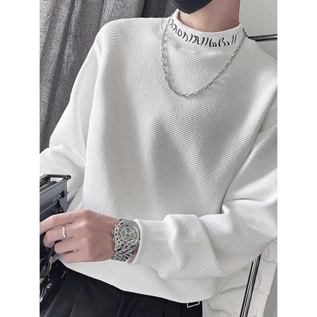 Moletom masculino primavera outono novo estilo pulôver juventude interior rufião bonito high-End meia gola alta camisa d