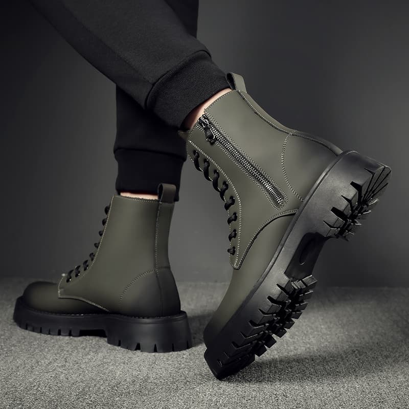 Botas masculinas de couro genuíno Martin botas masculinas britânicas de couro de cano alto inverno moda botas da moda ma