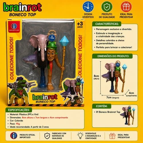 Boneco Colecionavel Brainrot Design Exclusivo Alta Qualidade Decorativo Cultura Pop