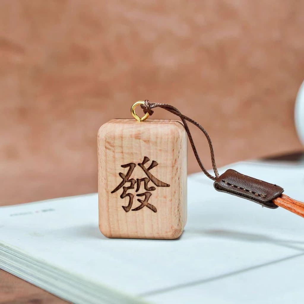 Popular Pingente Criativo de Mahjong da Sorte em Madeira de Faia, Presente, Pingente de Mahjong da Sorte, Chaveiro para