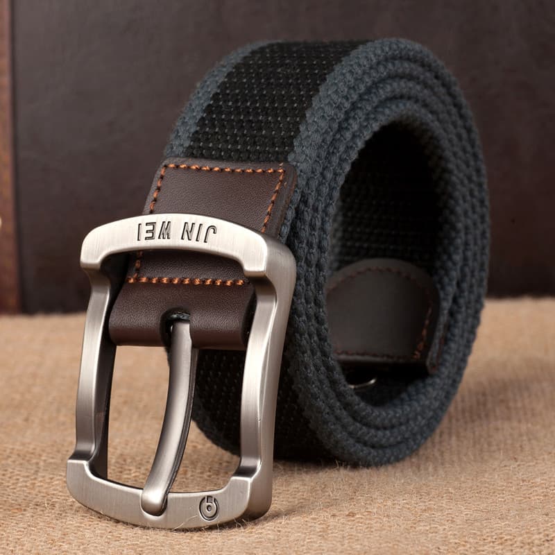 Cinto de lona tecido simples masculino Casual Jeans cinto versão coreana jovem estudante pino fivela All-Match comprimen