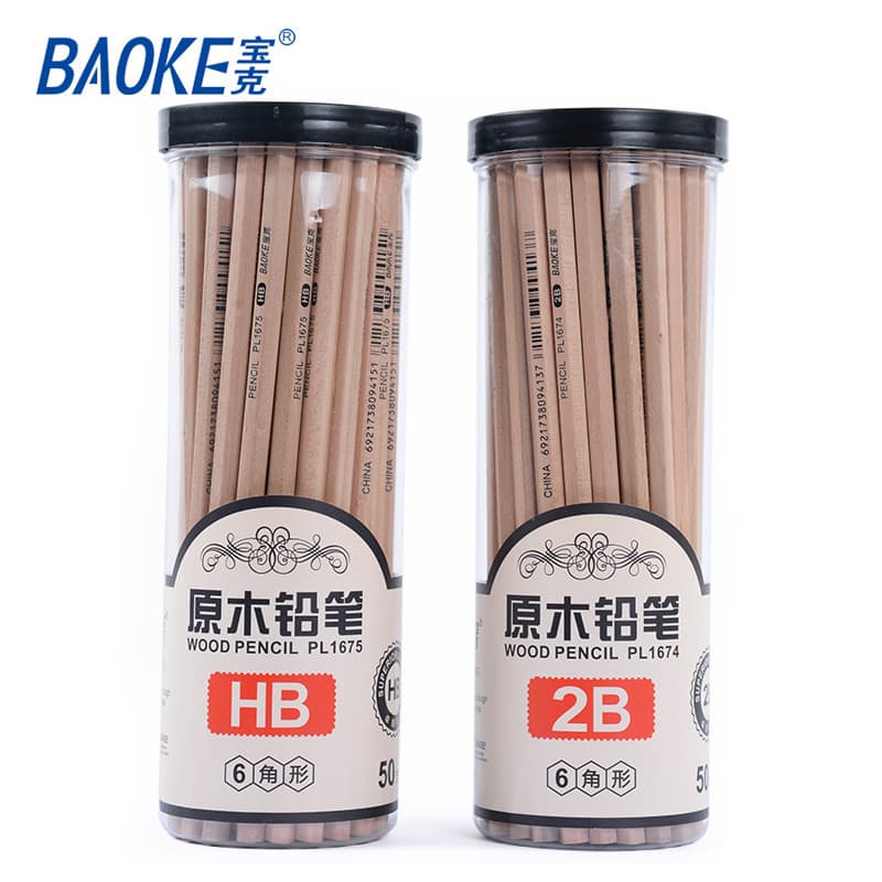 Baoke PL1674 Log Pencil HB Estudante 2B Lápis Haste Hexagonal Exame Esboço Desenho Desenho Lápis de Grafite