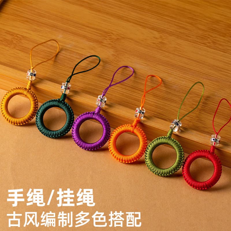 Cordão de corrente para celular estilo chinês exclusivo curto u disco pingente feminino masculino anel trançado fivela c