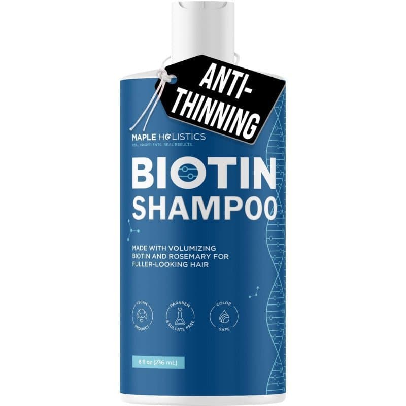 Shampoo de Alecrim e Biotina para Cabelos Ralos - Shampoo Vegano Volumizante para Cabelos Finos com Vitaminas B, Óleo de