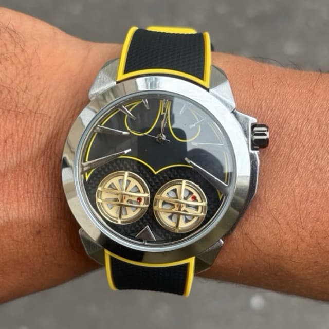 Relogio De Luxo Masculino 45MM Batman Turbina em aço Inoxidável Pulseira de Borracha a prova d’água + Caixa Envio agora