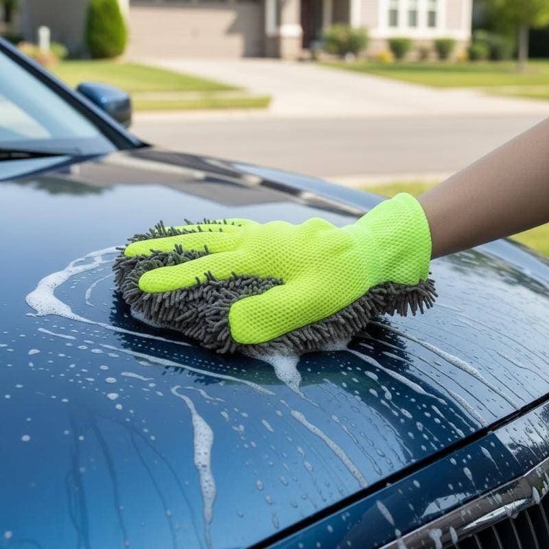 Luva De Microfibra Sem Arranhões Para Lavagem De Carros E Superfícies De Cozinha Doméstica