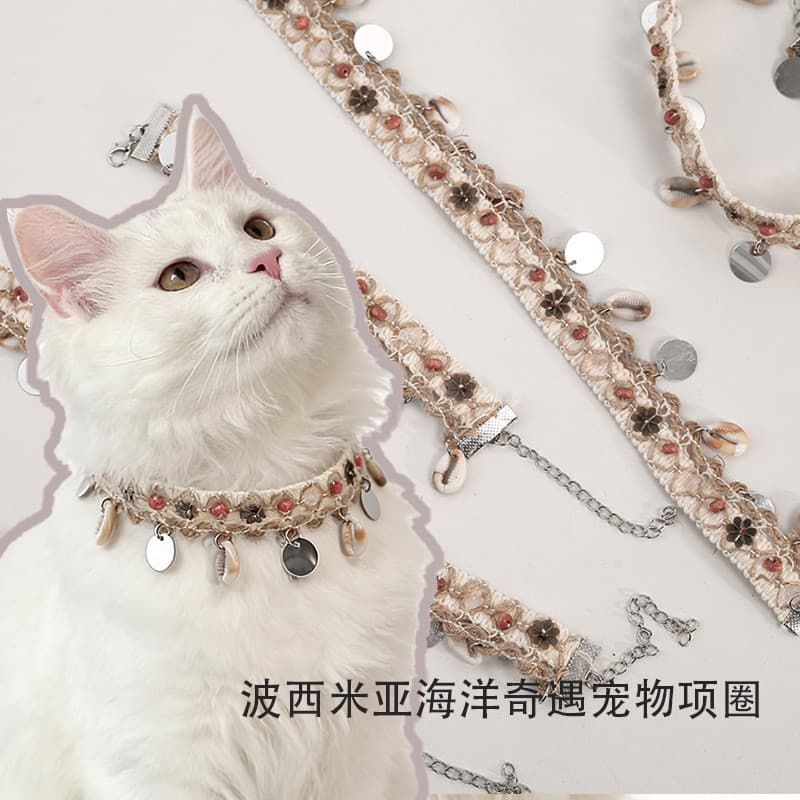 Ins estilo coleira de gato coleira para animais de estimação estilo nacional colar de gato fivela de segurança coleira
