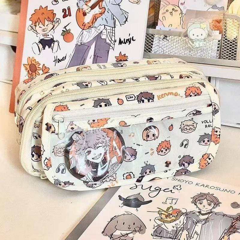 2024 Anime Haikyuu Shoyo Hinata Oikawa Tooru Kozume Kenma Tobio Kageyama Saco De Lápis De Grande Capacidade Porta-Estojo