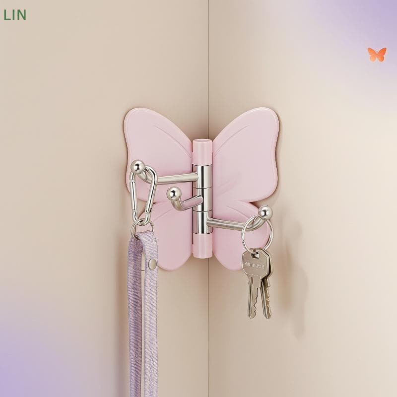 Ganchos De Parede Butterfly Stiy 180 ° Adesivos Giratórios Sem Perfuração , Seguros Para , Marcação , Pendurar Toalha ,
