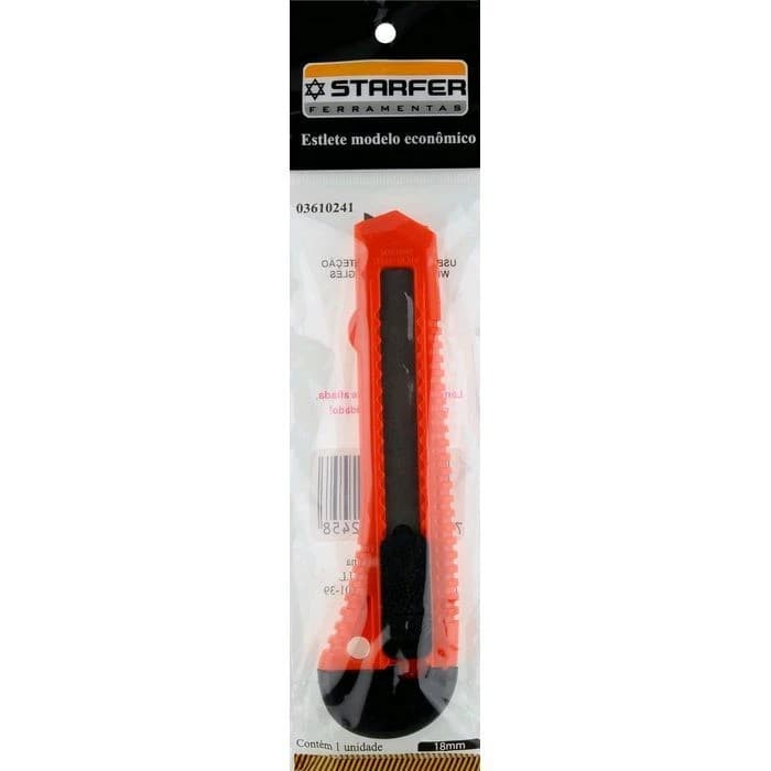Estilete Largo Starfer 18mm Ideal para Cortes Precisos com Trava Eficaz Ferramenta Multiuso SB