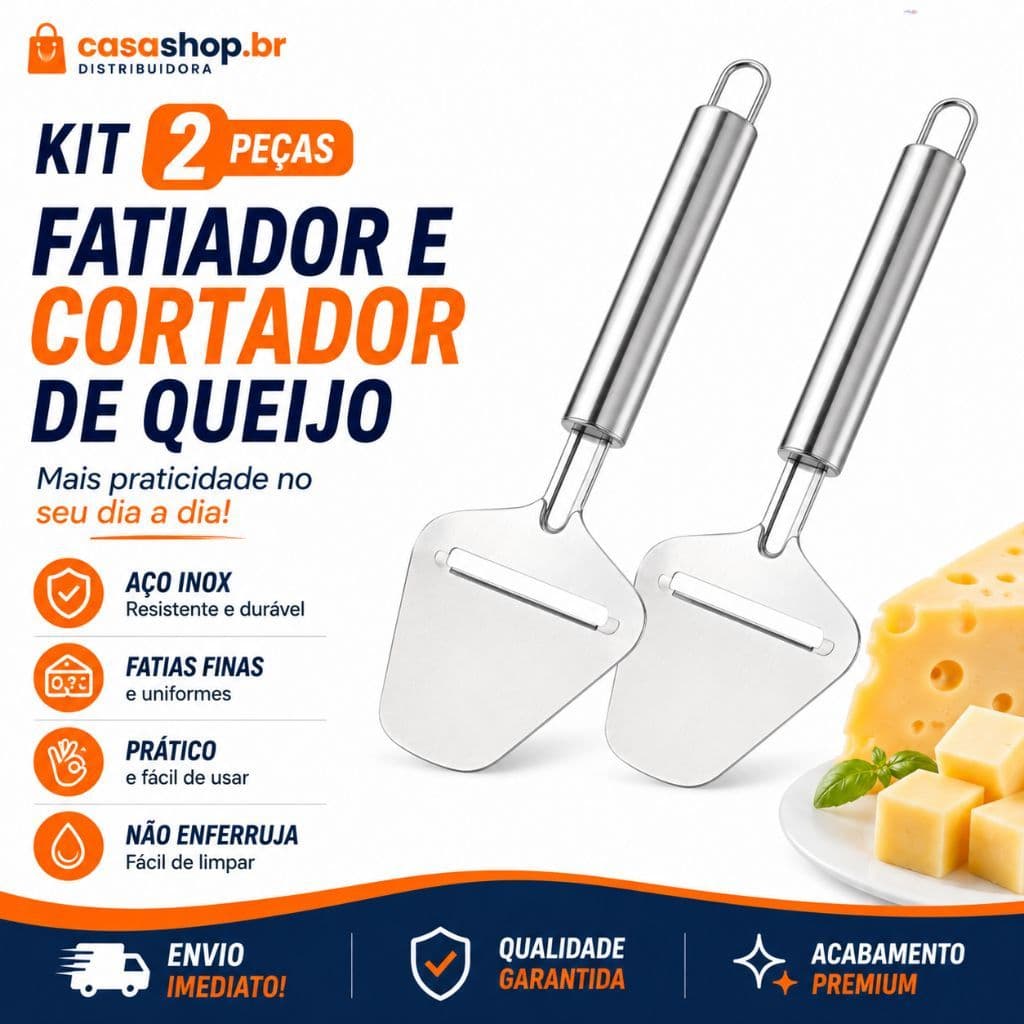 Kit Fatiador E Cortador De Queijo Aço Inox Espátula Plaina Prática e Resistente