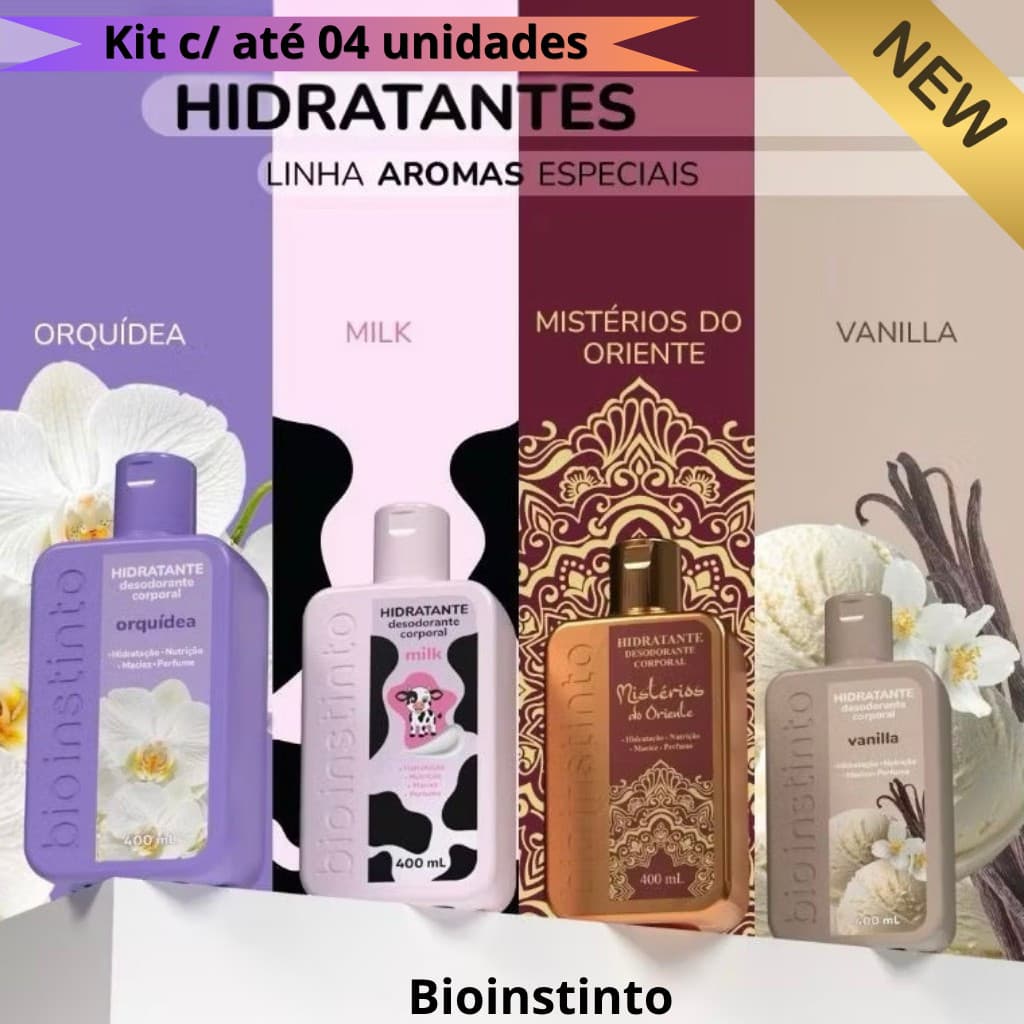 Kit Hidratante Corporal Árabe e Fragrâncias Especiais com até 4 unidades de 400 ml cada L A N Ç A M E N T O