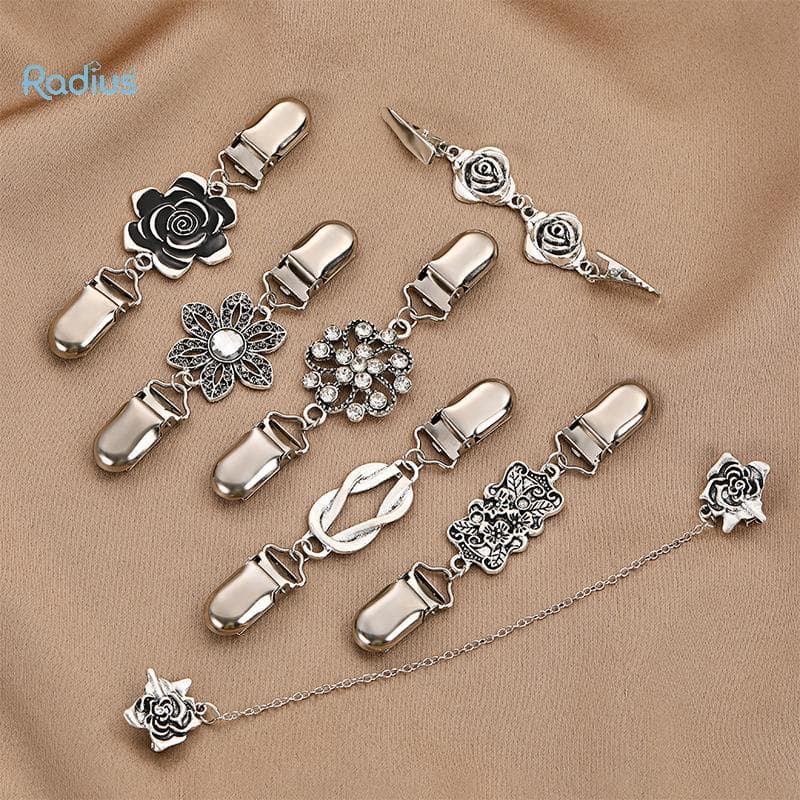 Radius Retro Camisola Xale Clipe Com Strass Cravejado Liga Cachecol Bule Anti Exposição Colarinho Cardigan Conexão Novo