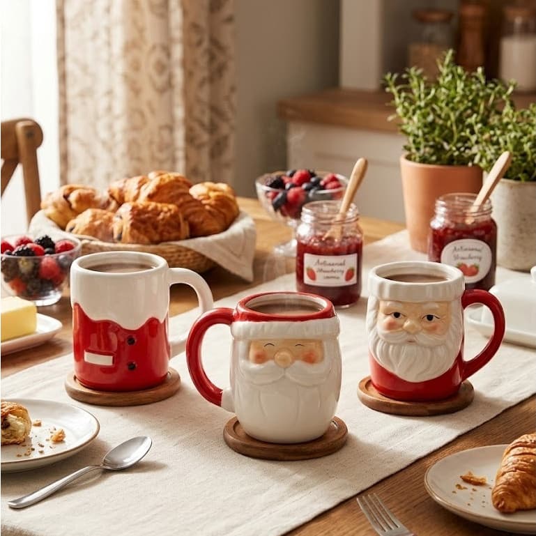 Caneca de Natal Papai Noel 330ml em Dolomita Premium - Coleção Festas
