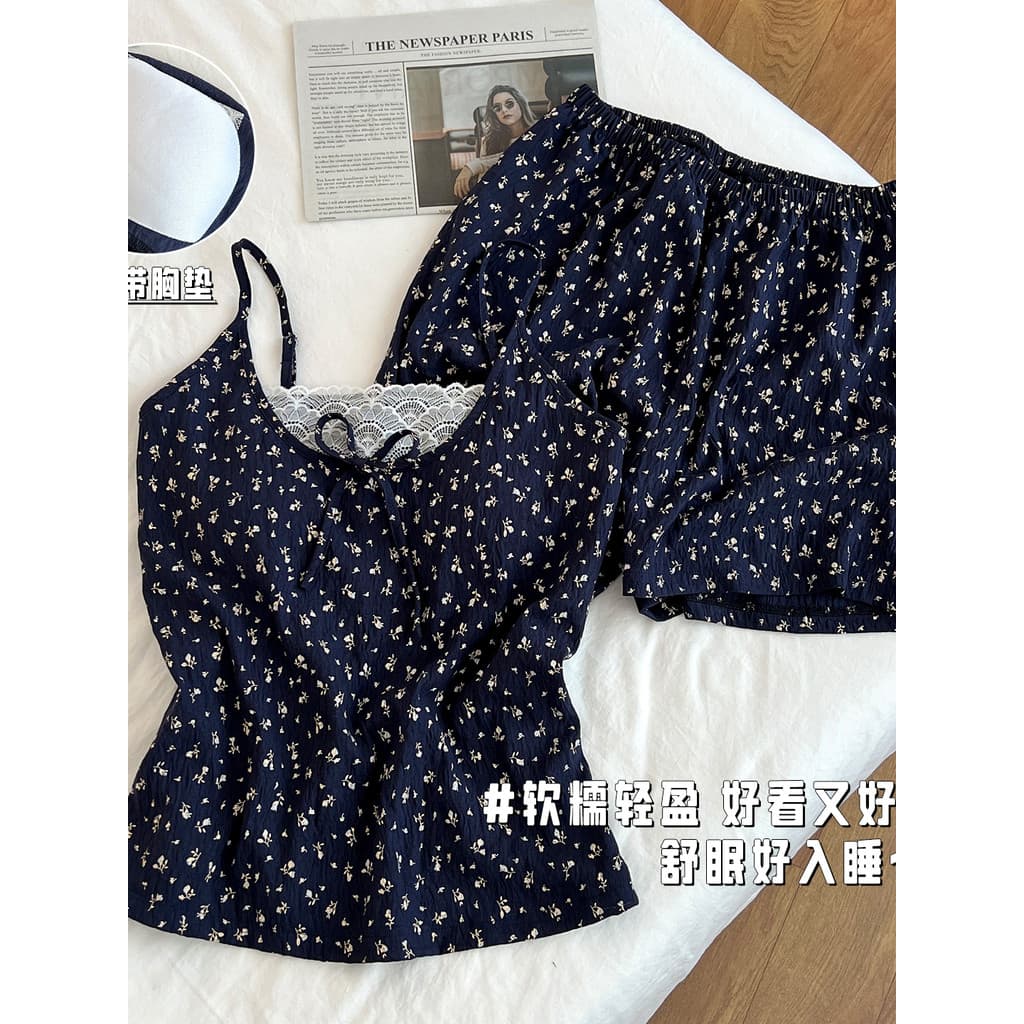 Sling pijamas feminino 2025 novo estilo verão algodão colete de uma peça com almofada no peito solto pode usar fora Home