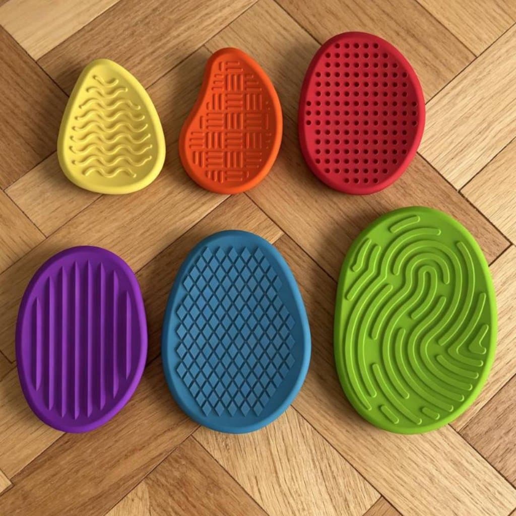 Pedra De Preocupação De Borracha Macia Portátil , 6 Peças , Pequena Sensorial Texturizada , Lavável Para Escola , Aconse