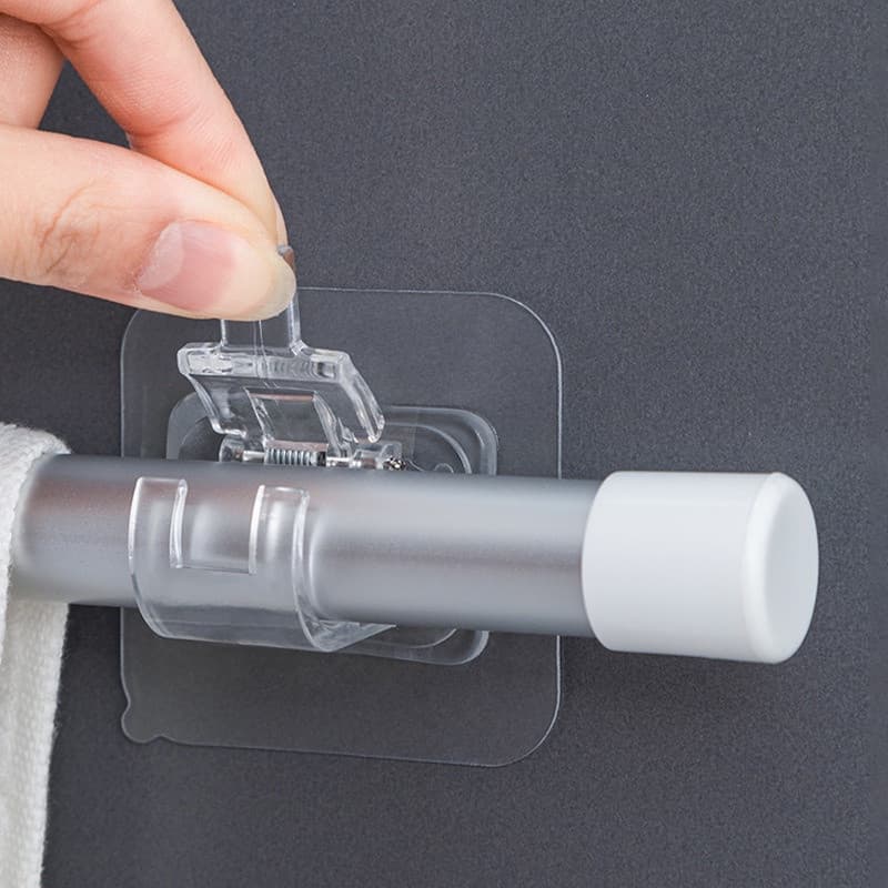 2 peças de suporte adesivo para varão de cortina sem pregos, suporte adesivo ajustável para parede