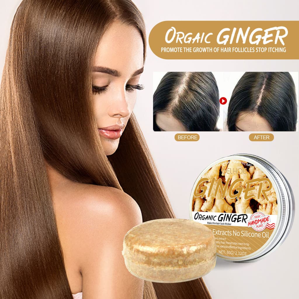 Nova Atualização Barra De Shampoo Para Crescimento Capilar De Gengibre , Cabelo Sabonete Orgânico Natural Anti-Queda De