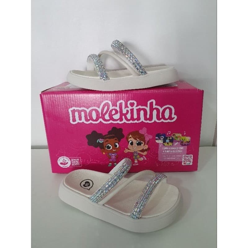 Chinelo Slide Papete Infantil Molekinha 2358100 Feminino Confortável Leve Macio Casual Original Antiderrapante