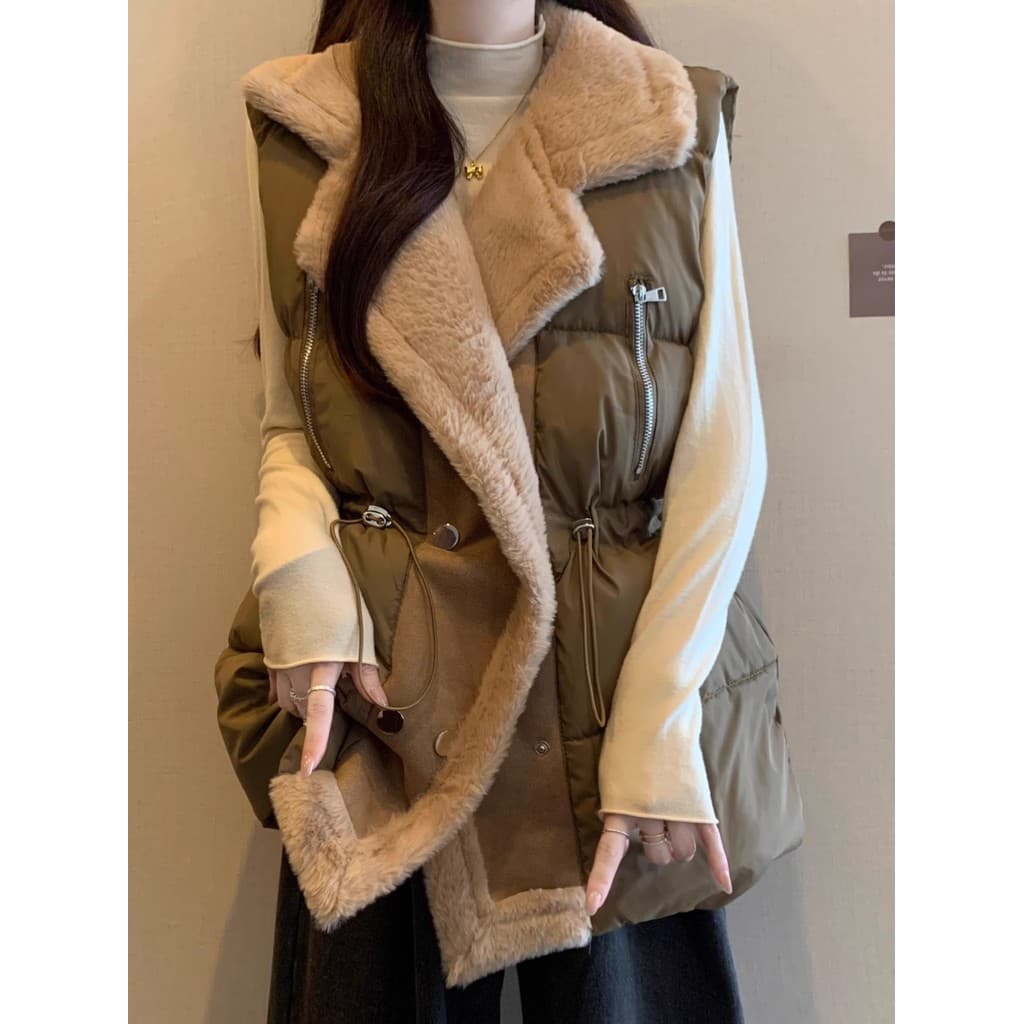 Outono inverno 2026 novo estilo gola de lã de cordeiro costura colete jaqueta Plus Size roupas femininas gordura mm cole
