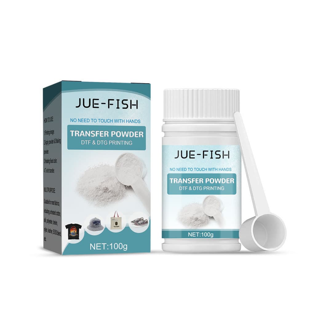 O Pó Adesivo Térmico Jue-Fish Transfer é utilizado para impressão e transferência térmica, um pó adesivo térmico multius