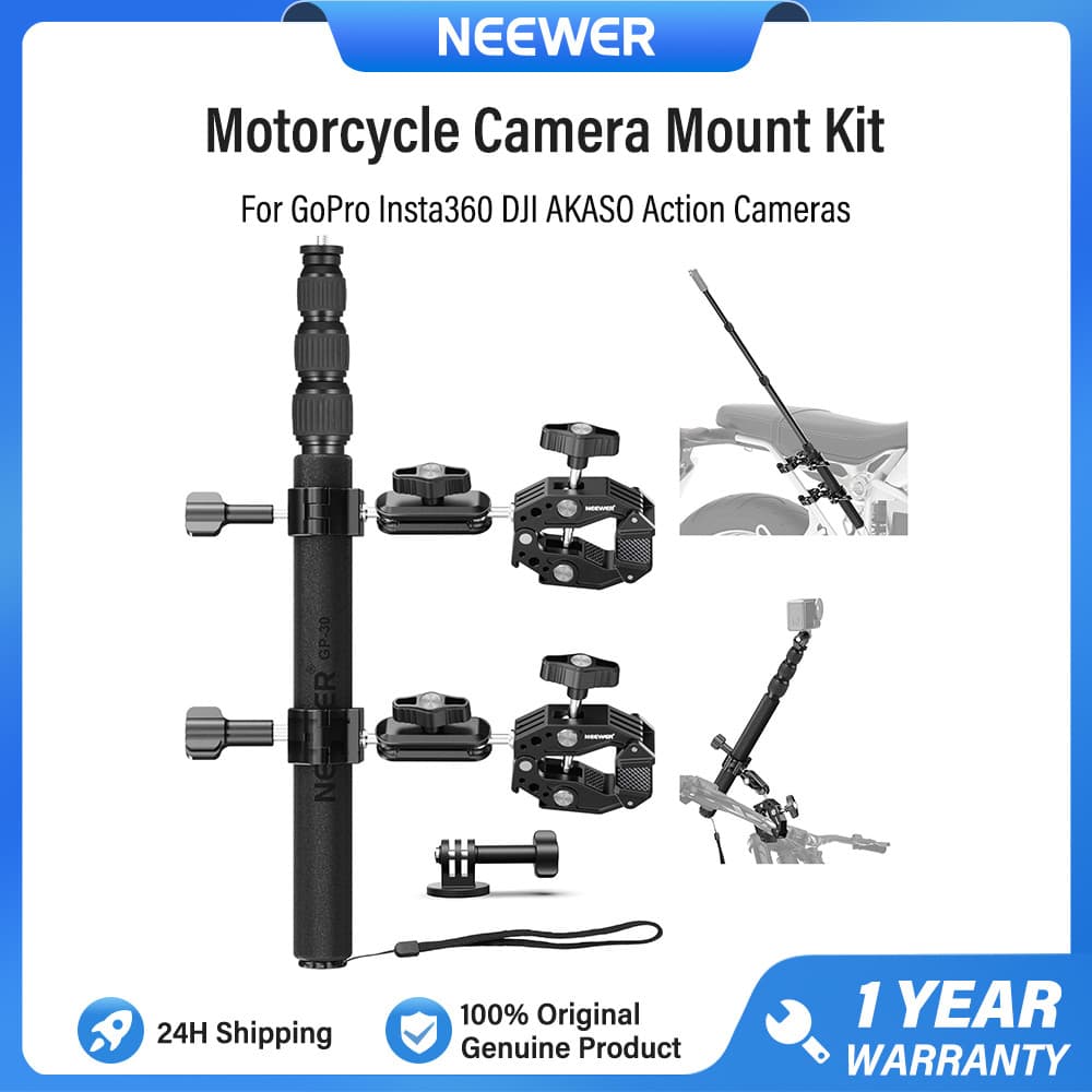 Kit De Montagem De Câmera De Motocicleta NEEWER , Com Cabeças Esféricas Duplas , Super Braçadeiras , Adaptador Ação , GP