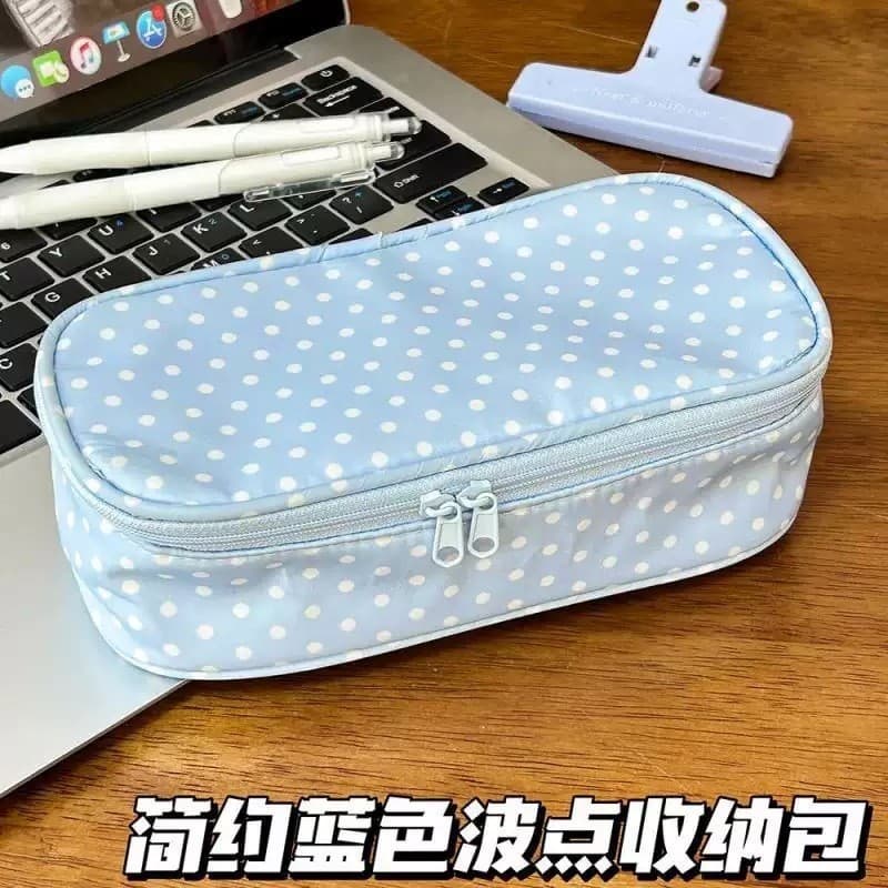 Estojo De Lápis De Grande Capacidade Blue dot Flip-top Caixa 3D Papelaria Instagram Bolsa De Cosméticos Presente Prêmio