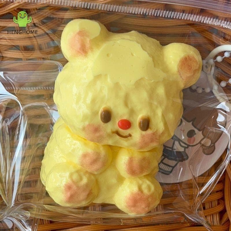HENGHOME Feito À Mão Mole Manteiga Urso Mochi Taba Squishy Novo Brinquedo Fidget Alívio Do Estresse Deion *