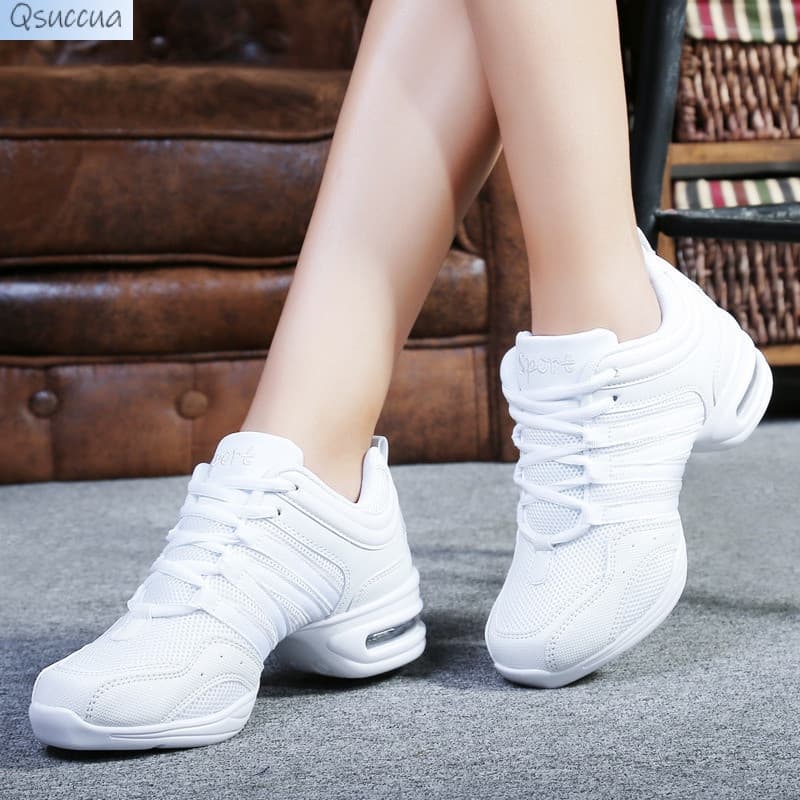 Sapatos de Dança de Salão Modernos para Mulheres Qsuccua, Sola Macia, Amortecimento a Ar, Malha Respirável JWV5 QVEW