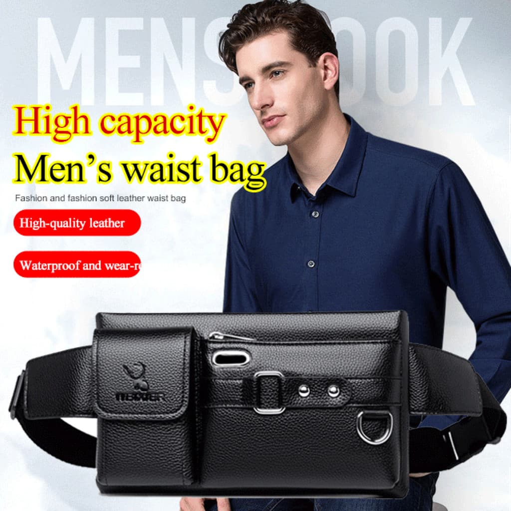 [Multiuso e Resistente] 🫶CLERANCE SALE🫶Large capacity men’s waist bag/Sports Waist Bag/PU Leather/Cycling Outdoor Bag Bo