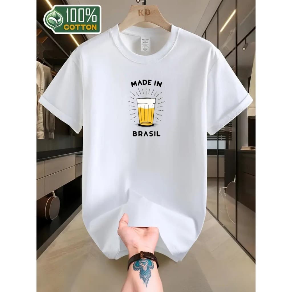 Camiseta Masculino Feminino Unissex Blusa Made in Brasil Cerveja Camisa 100% algodão 30.1