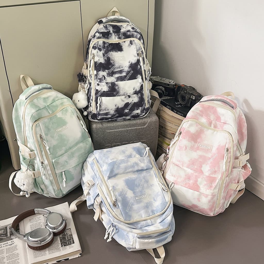 Mochila tie-dye altamente estilosa para mulheres, mochila escolar de grande capacidade e tendência, mochila casual para