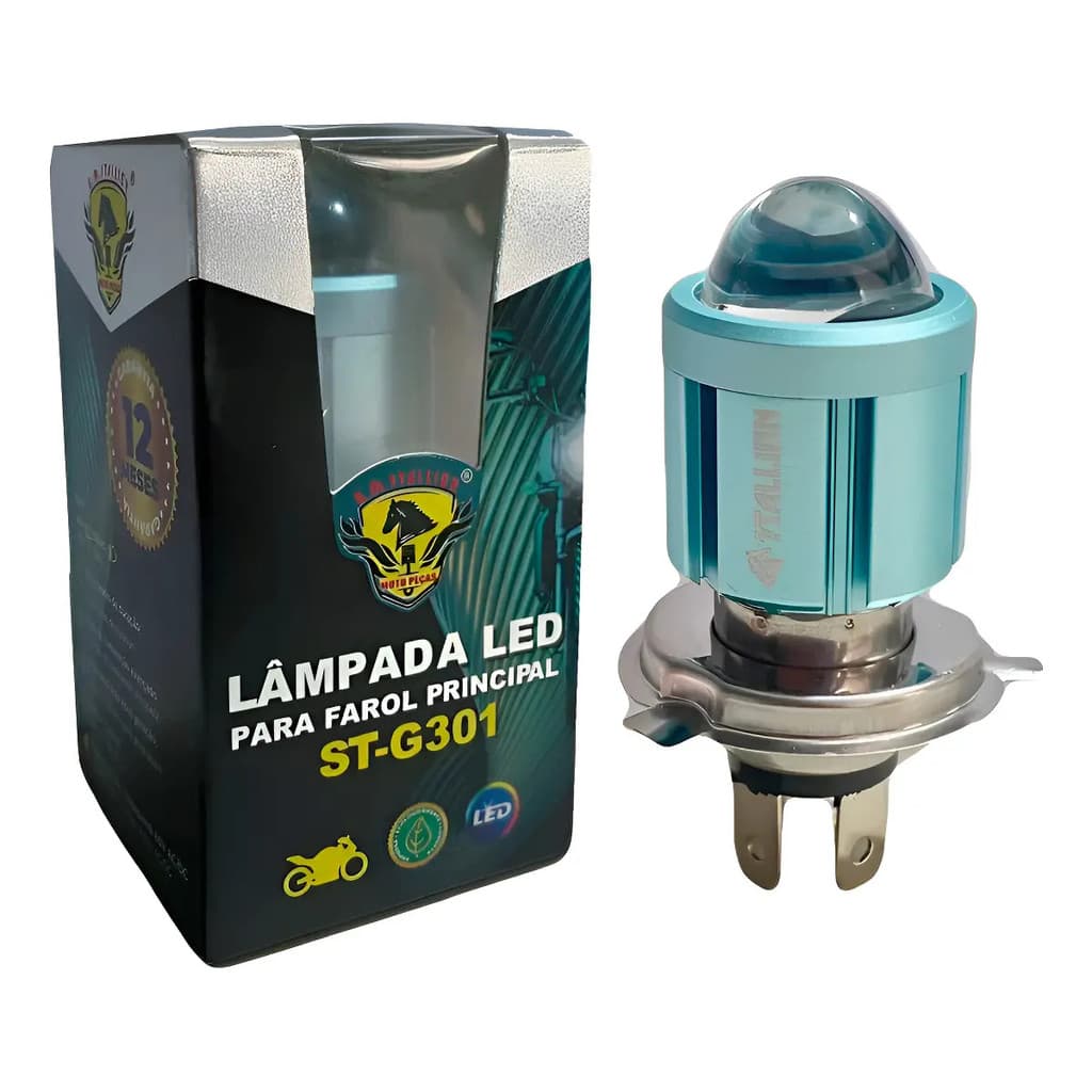 Lâmpada Led Moto Farol Alto H4 Super Canhao Laser Cavalinho