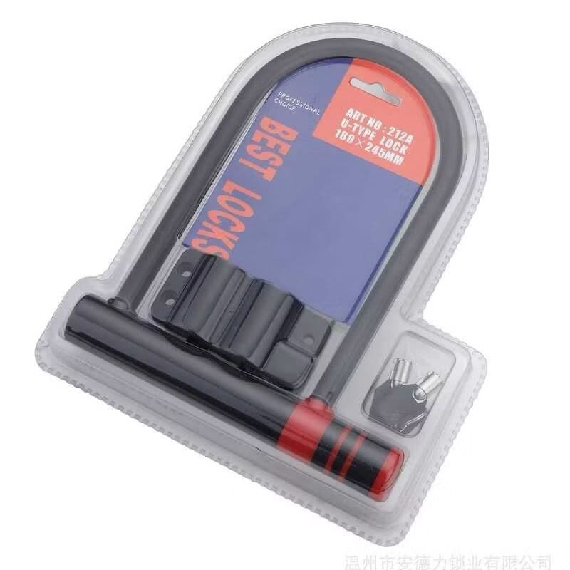 Trava Tranca Cadeado U-lock Tam G para Bicicleta Moto Segurança Aço 180x320mm ideal para motos e Bicicletas