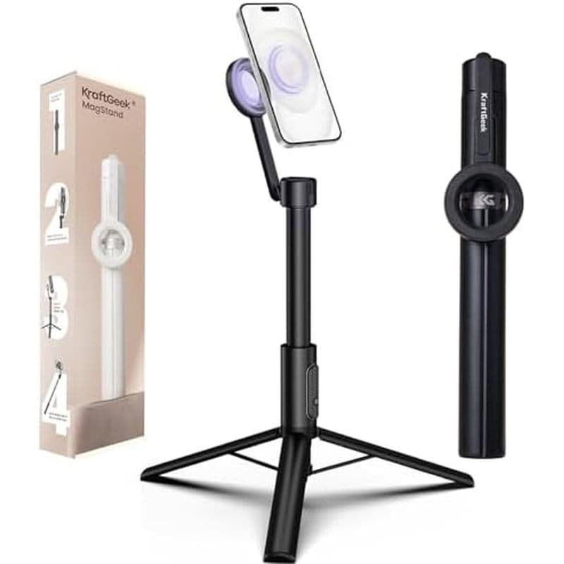 Tripé Magnético De Telefone KraftGeek Para iPhone MagSafe , Suporte De Celular Selfie Stick De 64 " Gravação De Vídeo ,