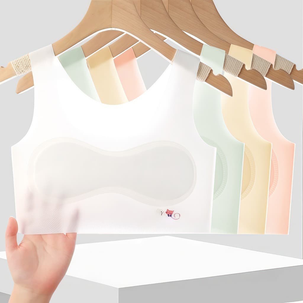 Roupa Íntima Sem Costura De Seda Gelada Para Meninas De 6 A 16 Anos – Sutiã Confortável Desenvolvimento Com Copo Fixo Co