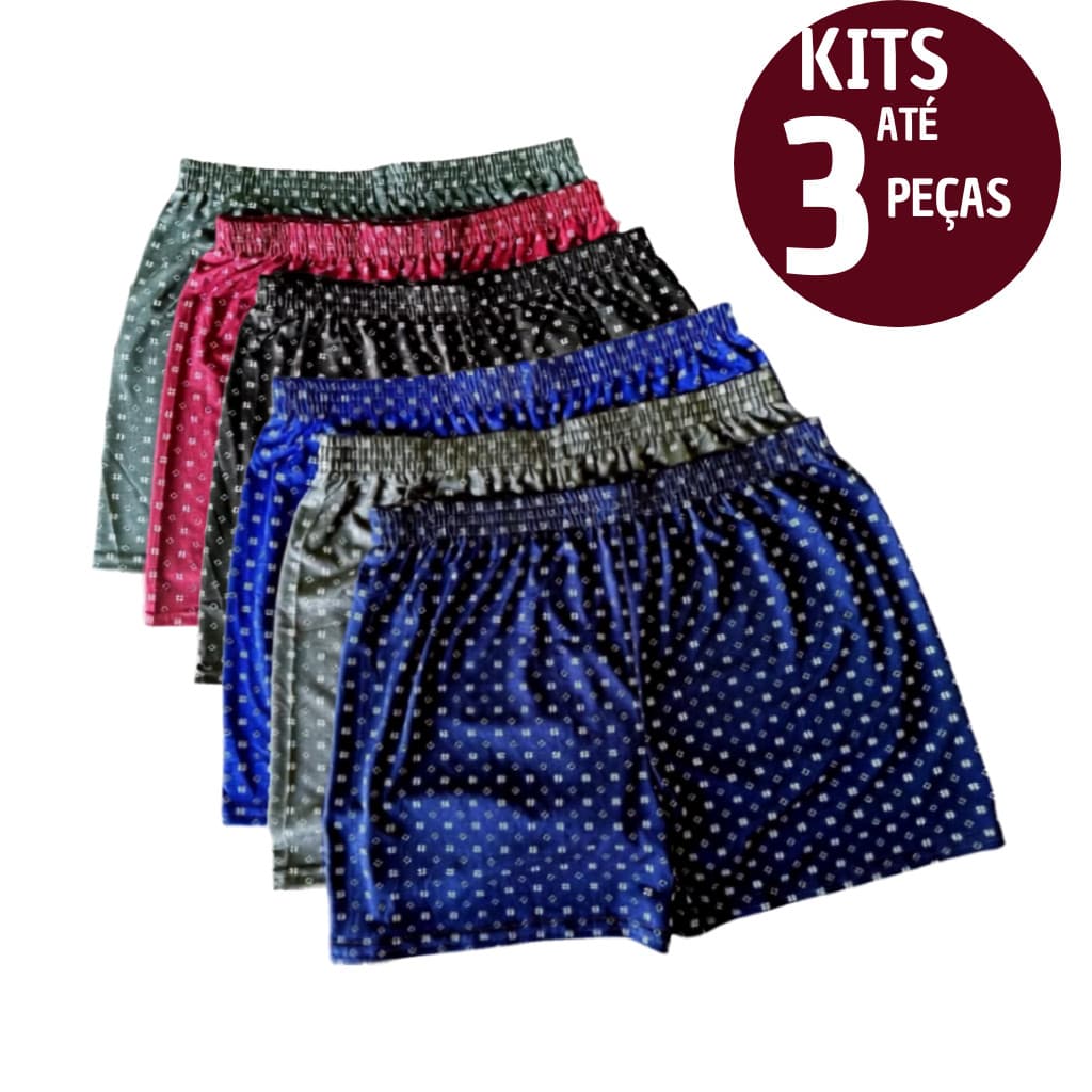 KIT 3 UNIDADES Cueca Samba Canção Masculino Short de Dormir Shortinho Fresquinho Confortável Pijama