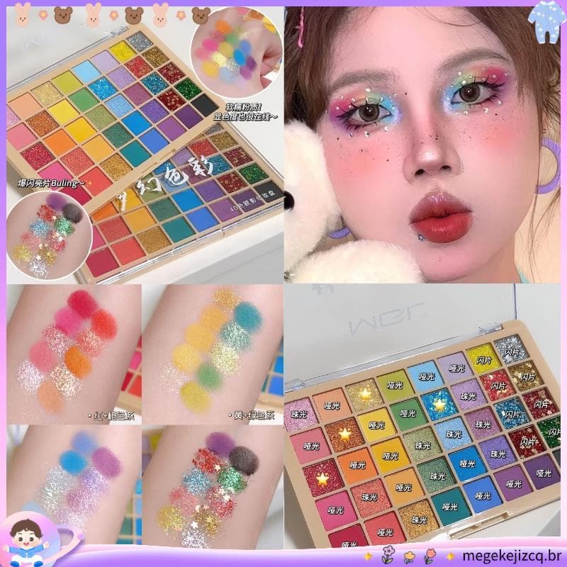 776 0 pessoas coleção 40 cores paleta de sombras coloridas placa grande palco maquiagem lantejoulas Glitter Super brilha