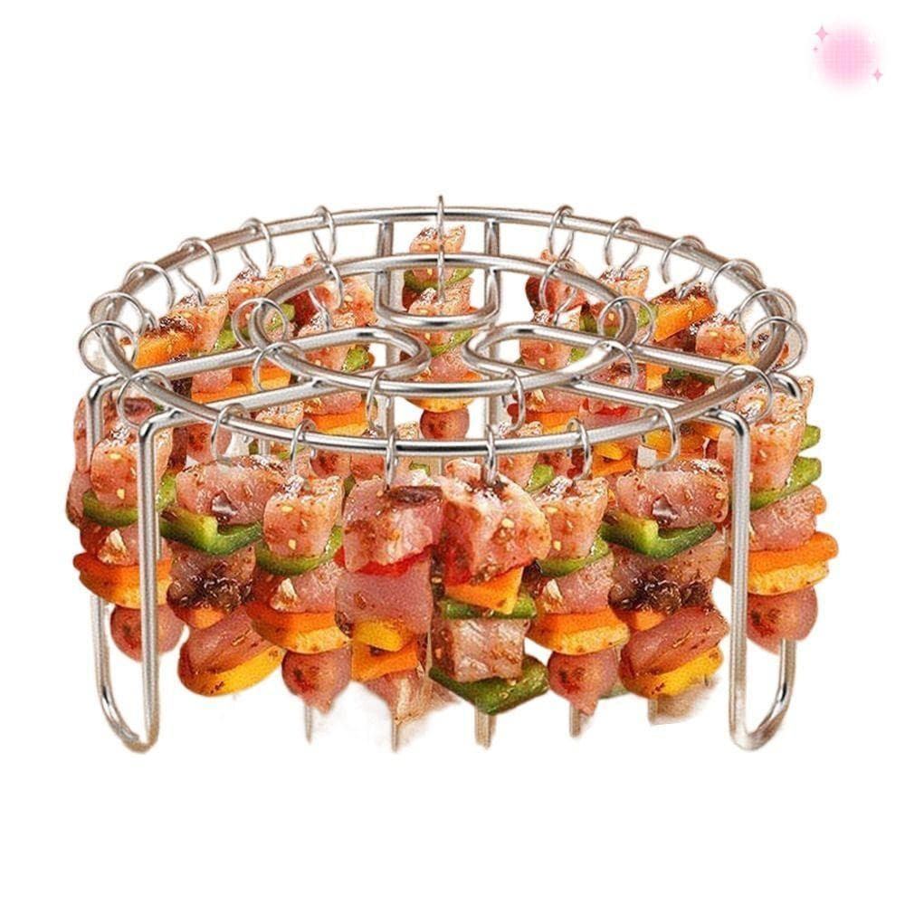 Suporte Vertical para Grelhador com Aromatizador, Suporte Removível para Espetos 12/24/49, Agulha de Cozinha em Aço Inox