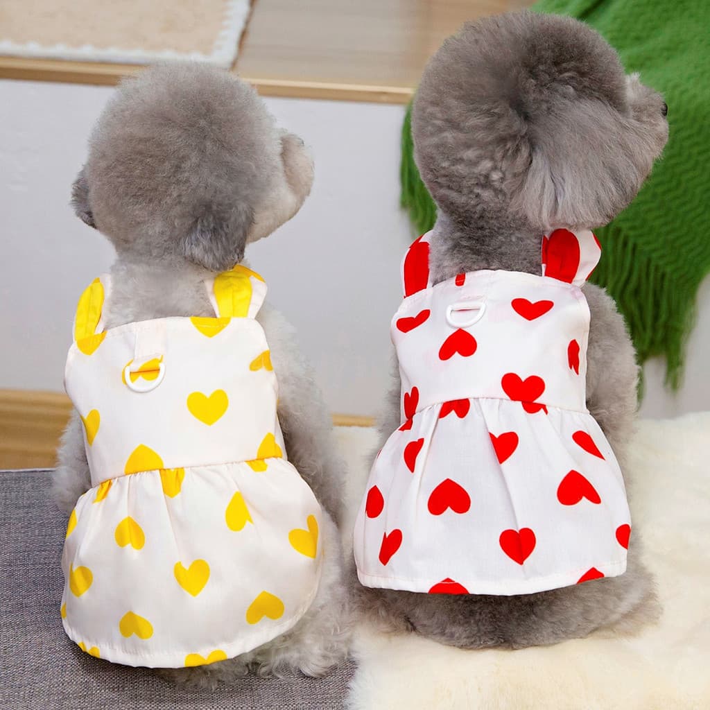 Saia Coração de Coelho para Animais de Estimação XS-XL Primavera Verão Fina Azul Amarelo Vermelho Design de Leash em Trê