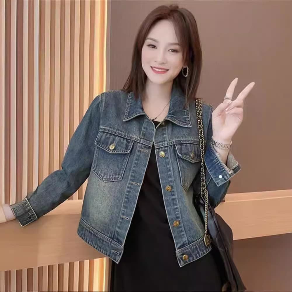 0 primavera outono solto jaqueta pequena moda Denim jaqueta feminina manga longa curto Cardigan topo
