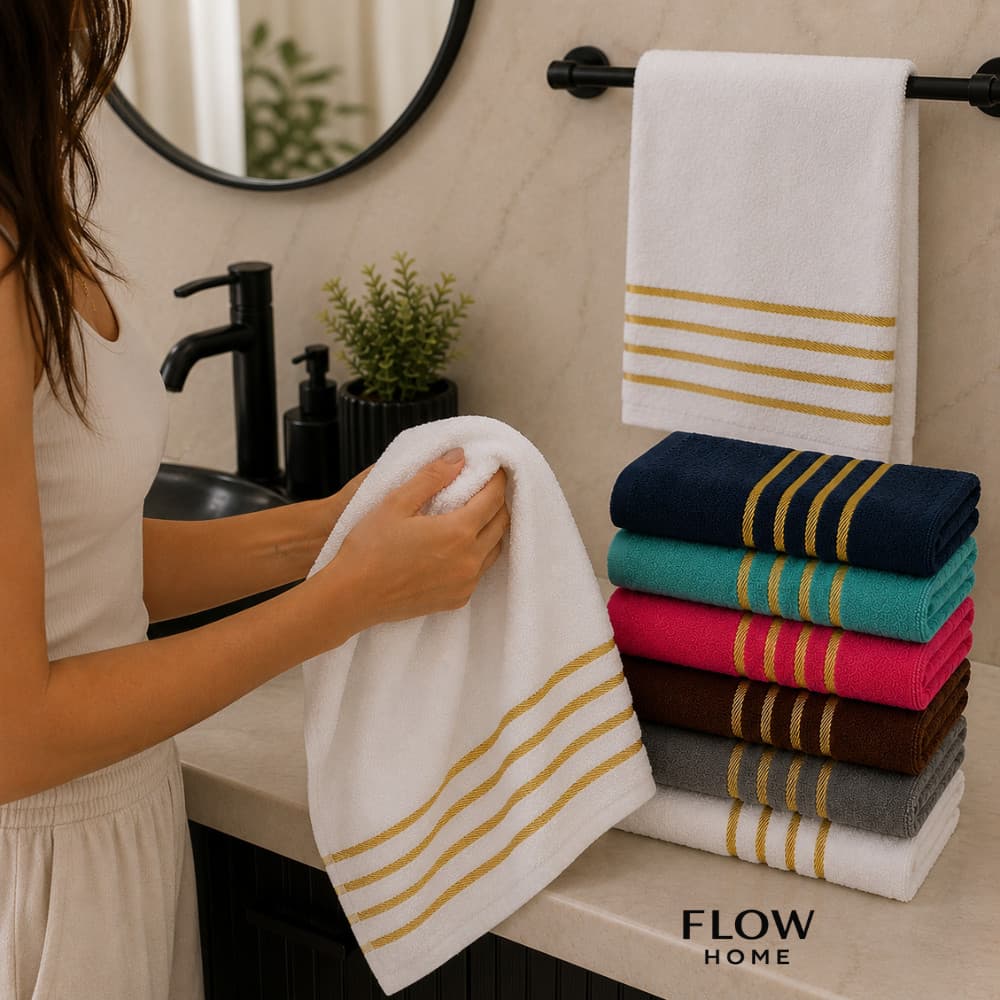 Kit Toalhas de Rosto Dourado 45x70cm Toalha 100% algodão Banheiro