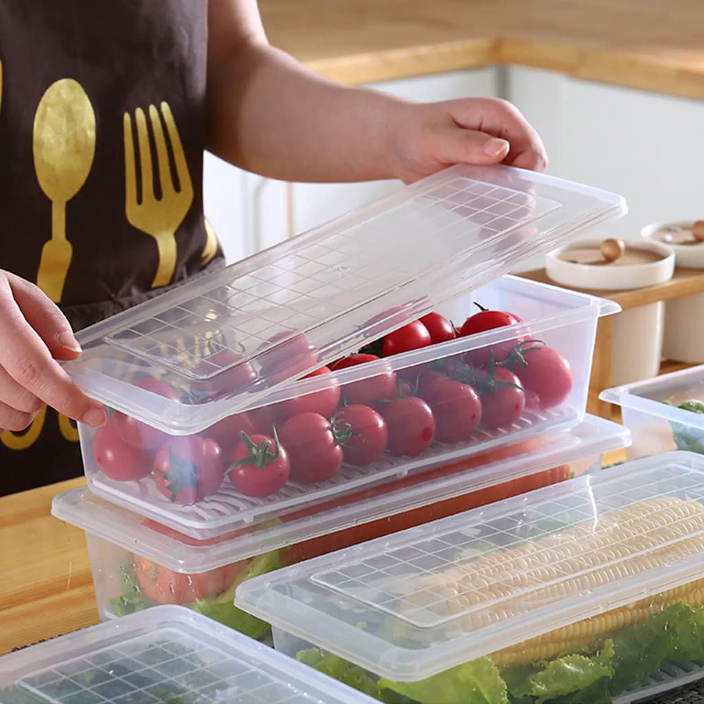 BANDEJA REMOVIVEL TRANSPARENTE PARA ALIMENTOS NA GELADEIRA