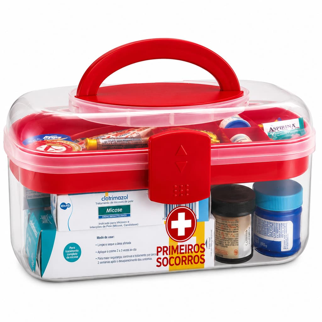 Maleta Caixa Primeiros Socorros - Medicamentos Com 1 Bandeja - Monte Líbano