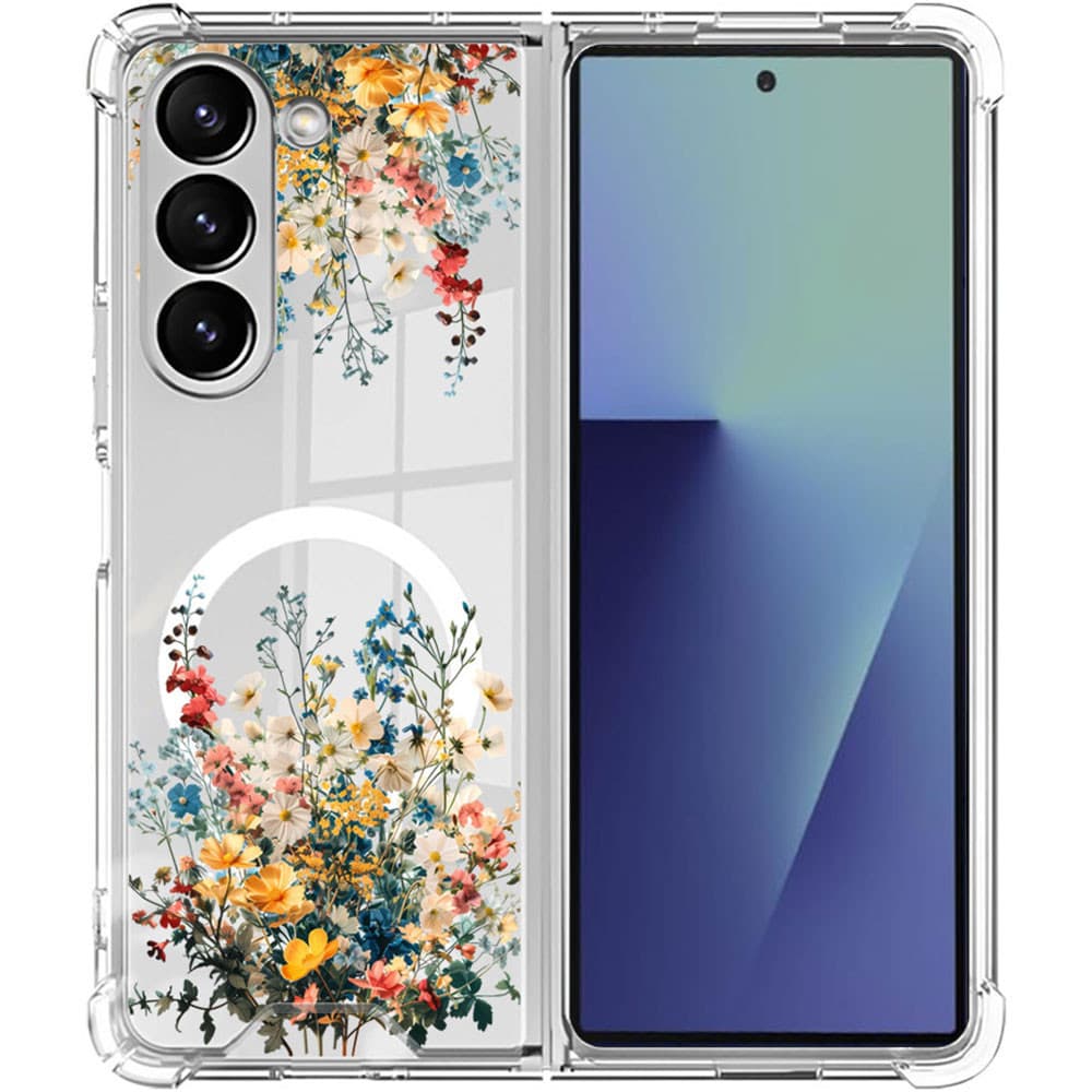 Capa Magnética Para Meninas Com Padrão De Flor Transparente E Canto Traseiro Rígido À Prova De Choque Samsung Z Fold 8 U